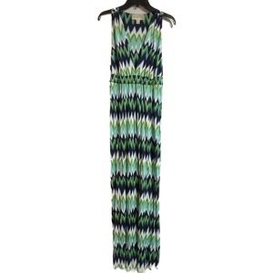 Julie Brown blue green chevron maxi dress size‎ L